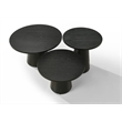 Pemberley Row Wood Ebony Black Coffee, End and Console Table Set Round Natural Wood Grain Variation Unassembled