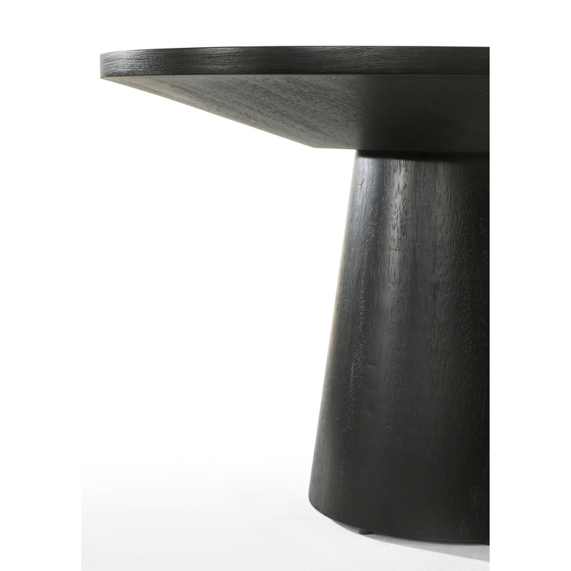 Pemberley Row Wood Ebony Black Coffee, End and Console Table Set Round Natural Wood Grain Variation Unassembled
