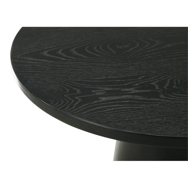 Pemberley Row Wood Ebony Black Coffee, End and Console Table Set Round Natural Wood Grain Variation Unassembled