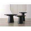 Pemberley Row Wood Ebony Black Coffee, End and Console Table Set Round Natural Wood Grain Variation Unassembled