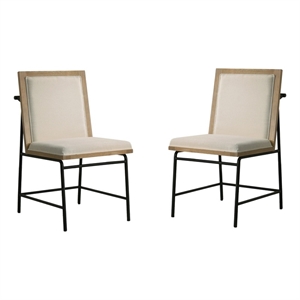 Pemberly Row Set of 2 Oak Finish Wood Dining Chairs with Metal Legs