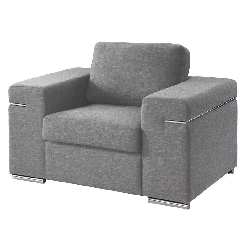 Pemberly Row Contemporary Light Gray Finish Woven Fabric Arm Chair