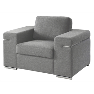 Pemberly Row Contemporary Light Gray Finish Woven Fabric Arm Chair