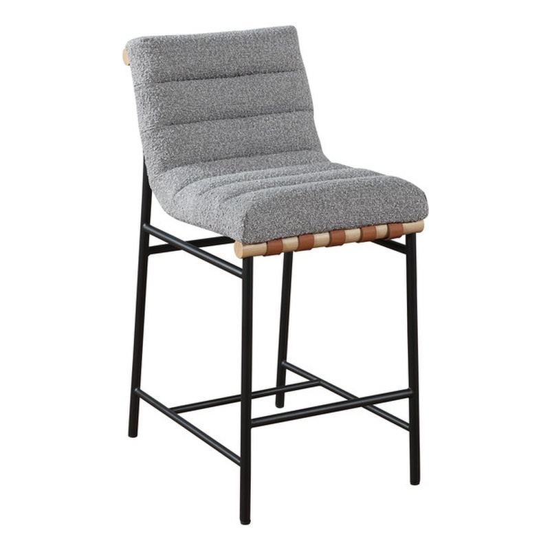 Pemberly Row Contemporary Gray Boucle Fabric Counter Height Chair