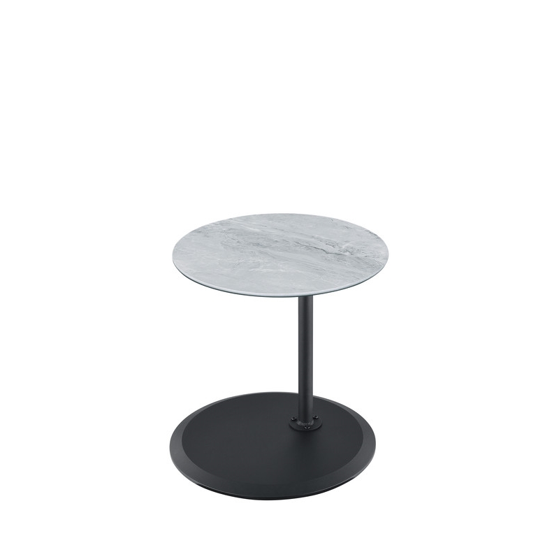 Pemberly Row End Table with Height Adjustable Gray Marble Textured Glass Top