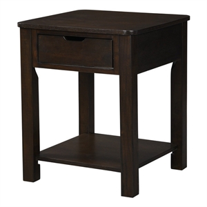 Pemberly Row Dark Brown Engineered Wood End Table with Drawer