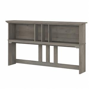 Pemberly Row 60W Hutch for L Shaped Desk in Driftwood Gray - Engineered Wood
