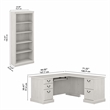 Pemberly Row Engineered Wood L Shaped Computer Desk with Bookcases - Linen White