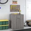 Pemberly Row Engineered Wood Garage Storage Cabinet with Doors in Platinum Gray