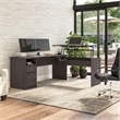 Pemberly Row Engineered Wood 72W 3 Position Sit to Stand L Desk in Heather Gray