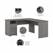 Pemberley Row Engineered Wood Gray Computer Desk L Shaped Wire Management