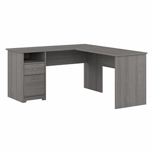 Pemberley Row Engineered Wood Gray Computer Desk L Shaped Wire Management