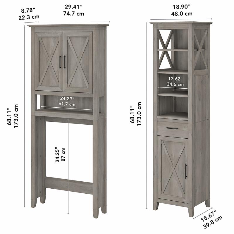 Pemberley Row Engineered Wood Driftwood Gray Bathroom Storage Cabinet and Space Saver Rectangular 68