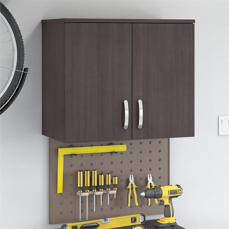 Pemberly Row Garage Wall Cabinet with Doors in Storm Gray - Engineered Wood