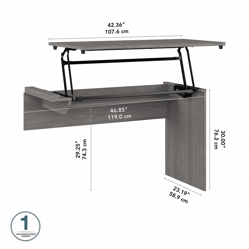 Pemberly Row 3 Position Sit to Stand Desk Return in Modern Gray