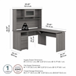 Pemberly Row Engineered Wood 60W Sit to Stand L Shaped Desk with Hutch - Gray