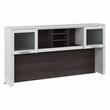 Pemberly Row 72W Desk Hutch in White and Storm Gray - Engineered Wood