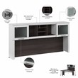 Pemberly Row 72W Desk Hutch in White and Storm Gray - Engineered Wood
