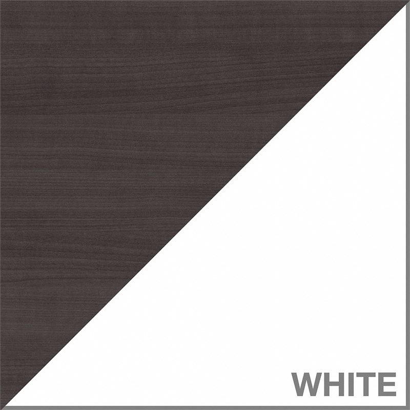 Pemberly Row 72W Desk Hutch in White and Storm Gray - Engineered Wood