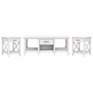 Pemberly Row Coffee Table with End Tables in Pure White Oak - Engineered Wood