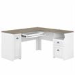 Pemberley Row Engineered Wood Pure White and Shiplap Gray L Shaped Desk Rectangular Keyboard Tray 60