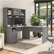 Pemberley Row Engineered Wood Gray L Shaped Desk with Hutch and Drawers 60W