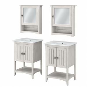 Pemberly Row Engineered Wood Double Vanity Set with Sinks in White