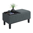 Pemberly Row Modern / Contemporary Ottoman in Gray Linen Fabric