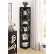 Pemberly Row Five-Tier Corner Bookcase in Espresso Wood Finish