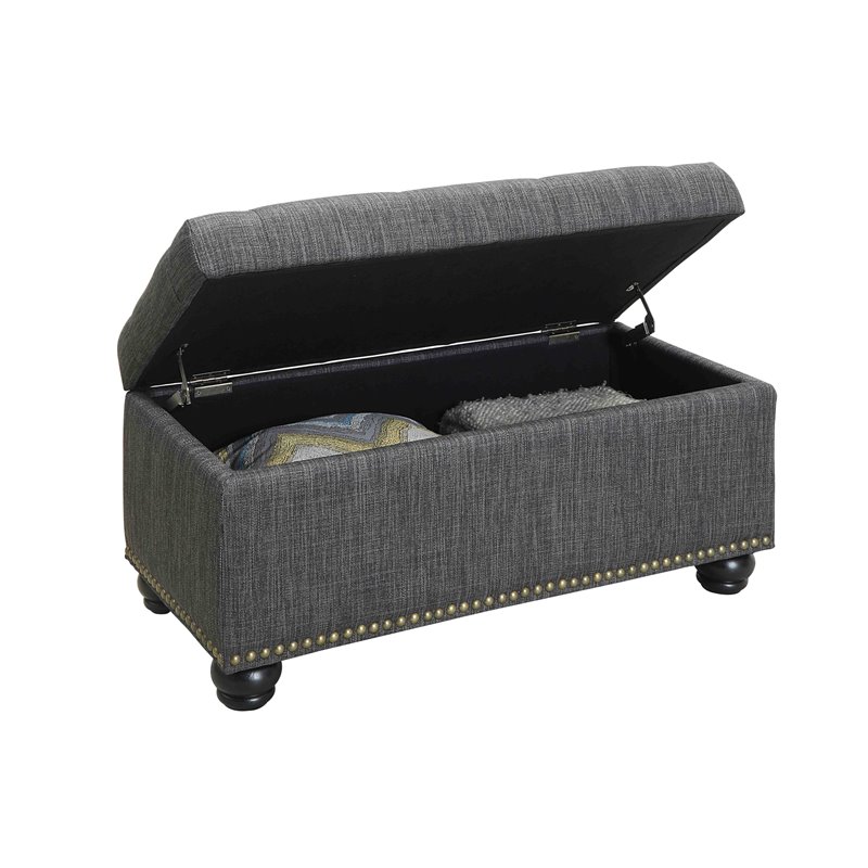 Pemberly Row Modern / Contemporary Storage Ottoman in Gray Fabric