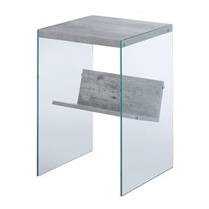 Pemberly Row End Table in Gray Faux Birch Wood Finish and Glass