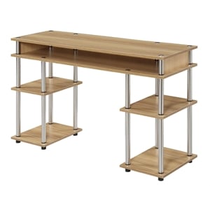Pemberly Row Modern No-Tools Student Desk in Light Oak Wood Finish