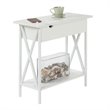 Pemberly Row Modern Electric Flip-Top Table in White Wood Finish