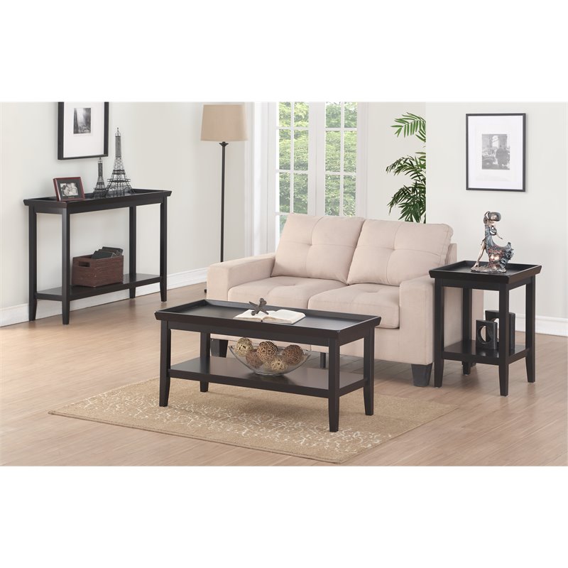 Pemberly Row Modern / Contemporary End Table in Black Wood Finish