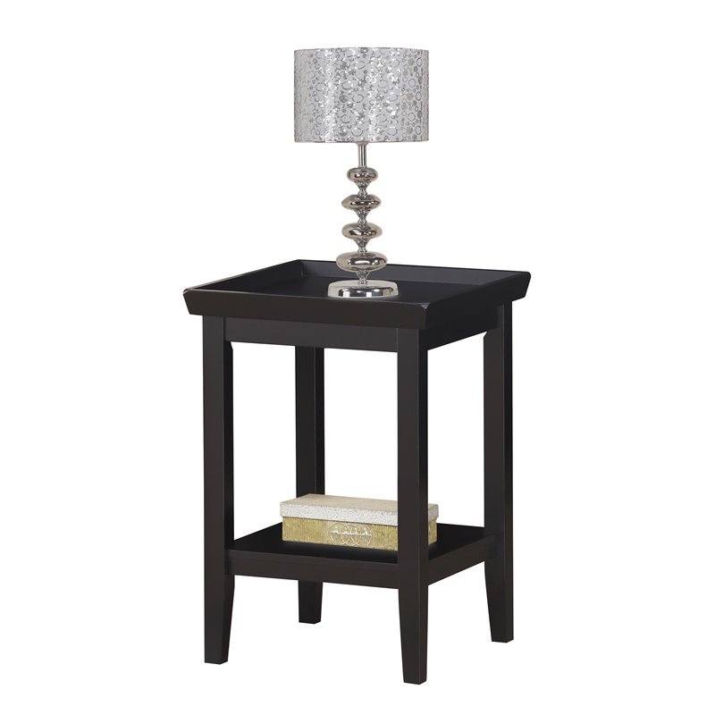 Pemberly Row Modern / Contemporary End Table in Black Wood Finish