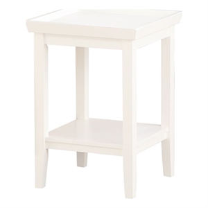 Pemberly Row Contemporary Square End Table in White Wood Finish