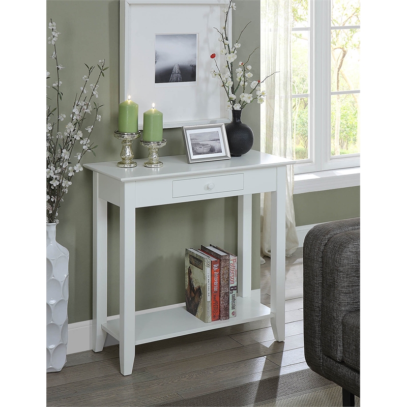 Pemberly Row Modern / Contemporary Hall Table in White Wood Finish