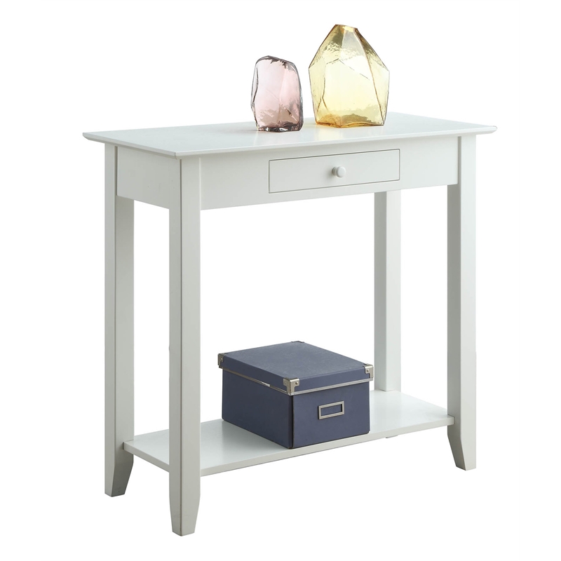 Pemberly Row Modern / Contemporary Hall Table in White Wood Finish