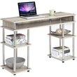 Pemberly Row Modern Writing Desk in Ice Off-White Wood Finish