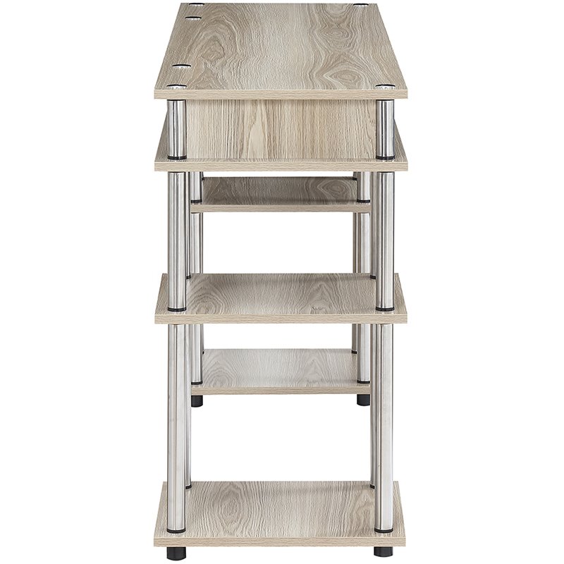 Pemberly Row Modern Writing Desk in Ice Off-White Wood Finish