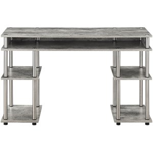 Pemberly Row Modern Writing Desk in Faux Birch Gray Wood Finish