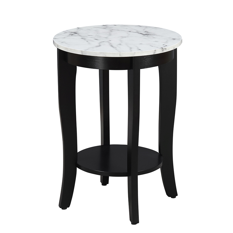 Pemberly Row Contemporary Round End Table in Black Wood Finish