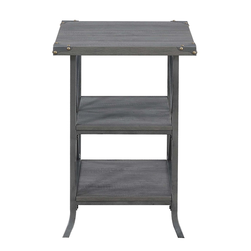 Pemberly Row Modern Three-Tier End Table in Gray Wood Finish
