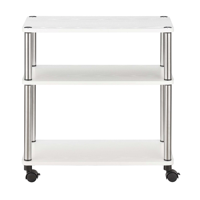 Pemberly Row Modern Office Caddy in White Wood Finish With Casters
