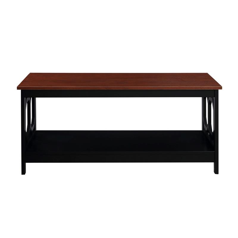 Pemberly Row Modern Coffee Table in Cherry and Black Wood Finish