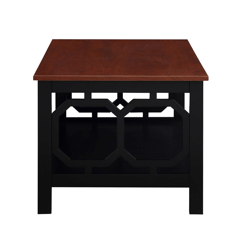 Pemberly Row Modern Coffee Table in Cherry and Black Wood Finish