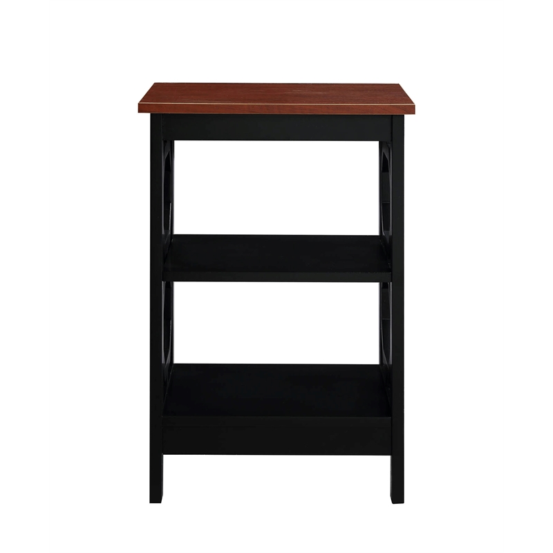 Pemberley Row Wood Cherry and Black End Table Octagonal 15.75