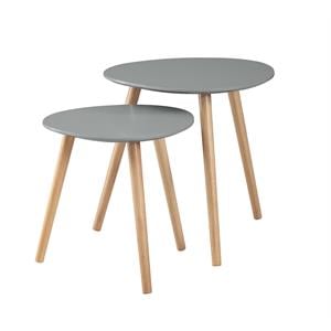 Pemberly Row Contemporary Nesting End Tables in Gray Wood Finish