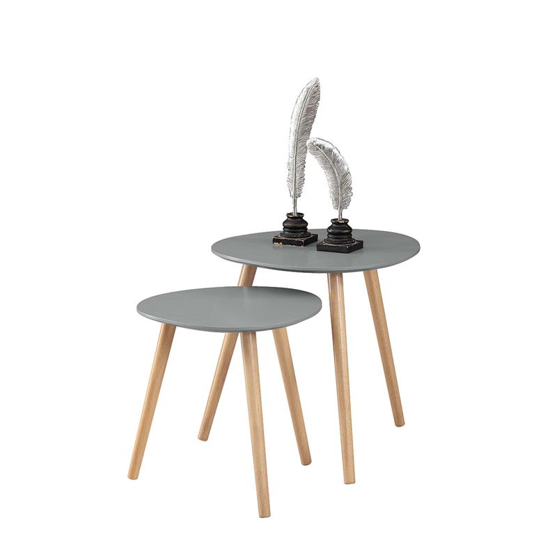 Pemberly Row Contemporary Nesting End Tables in Gray Wood Finish