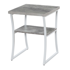 Pemberly Row Modern End Table in Gray Wood Finish and Metal Frame